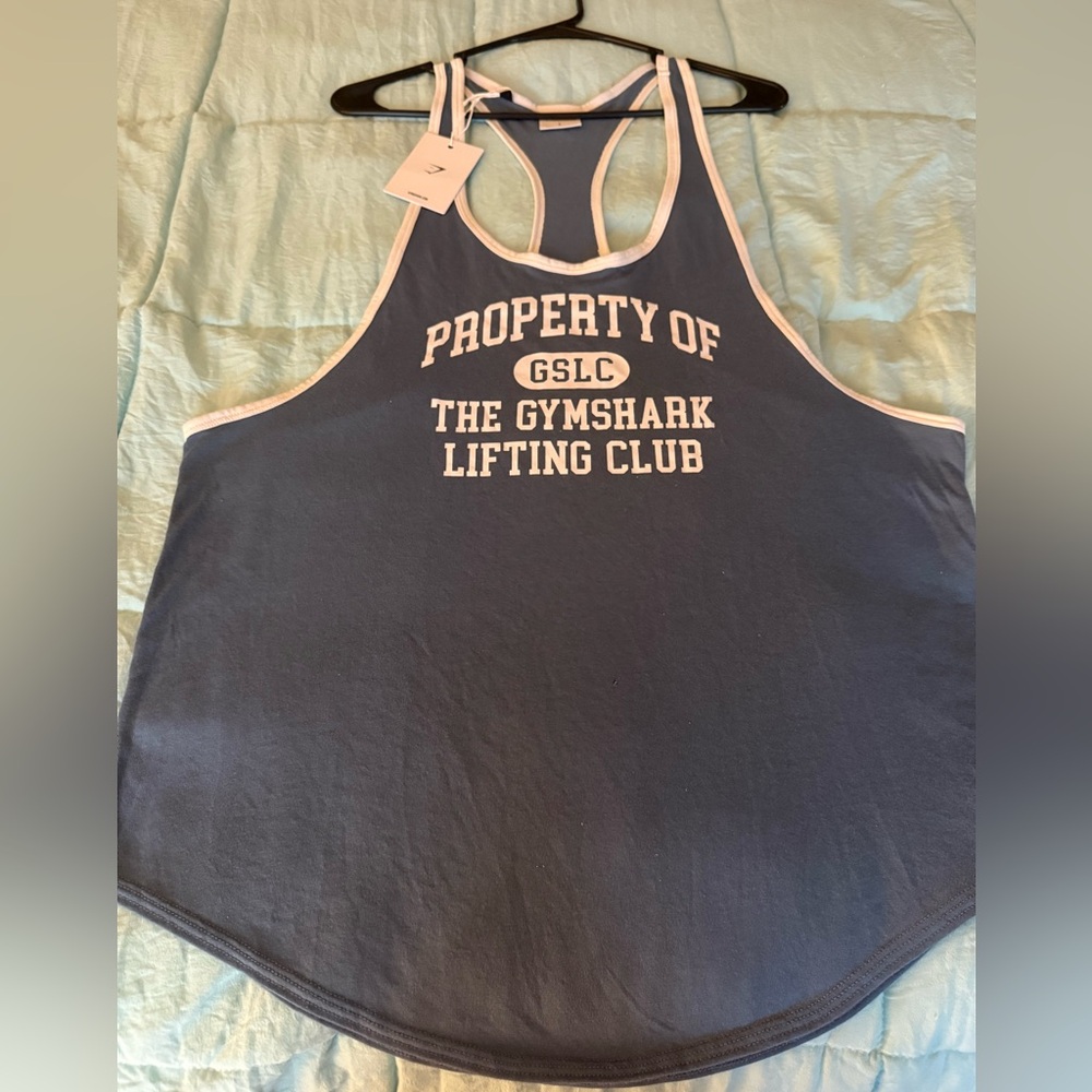 Gymshark Blue and White Sleeveless Tank Top